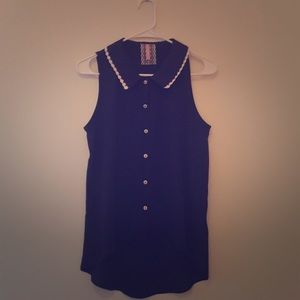 Navy Blouse With Lace