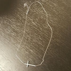 Double sided horizontal cross necklace