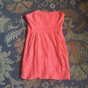 Free People coral lace mini dress