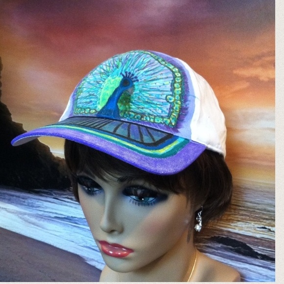 ( 28 ) Hand Painted Peacock Baseball Hat - Picture 5 of 5