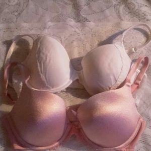 Victoria ' s Secret Bras sz 36C. - white and pink