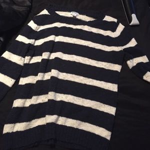 navy and white striped sweater