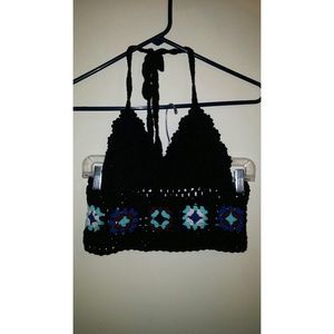 Navy blue crotchet halter top!