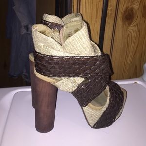 Jeffrey Campbell Green and Brown platform shoes