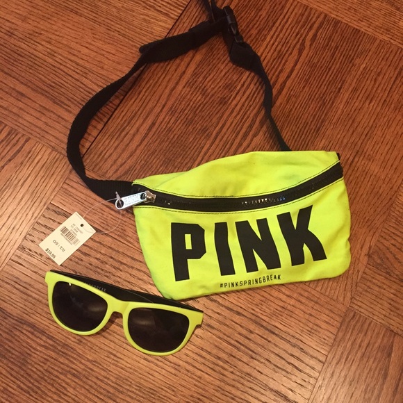 Neon PINK fanny pack with matching sunglasses