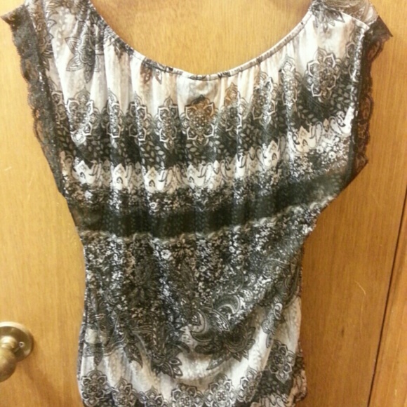 Black and white sheer top