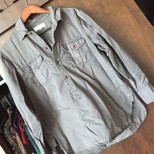 Madewell grey oversized collard shirt