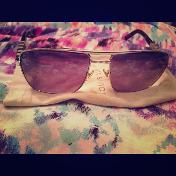 Louis Vuitton's sunglasses sport Damier engraved.