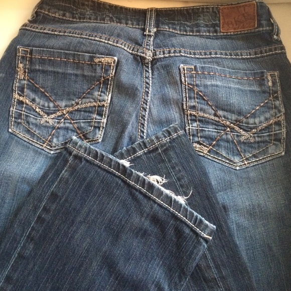 BKE dark wash flare denim