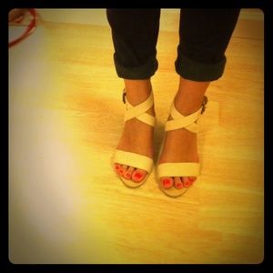 Zara Canvas Strap Wedge Sandals