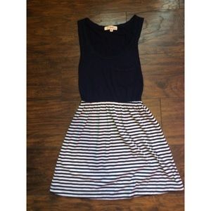 Navy blue and white stripped dress