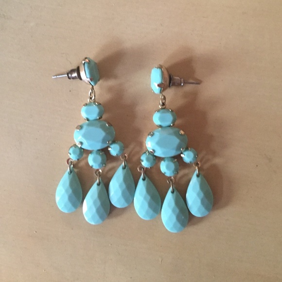 Teal chandelier drop earrings