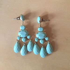 Teal chandelier drop earrings