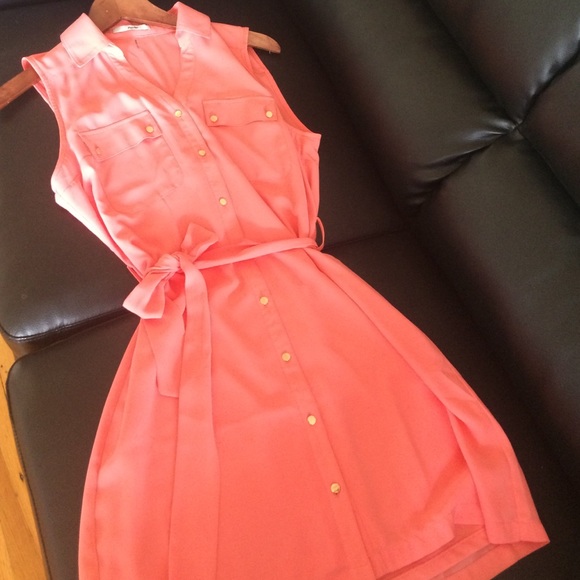 Solid collared chiffon dress - Dusty Solid Pink