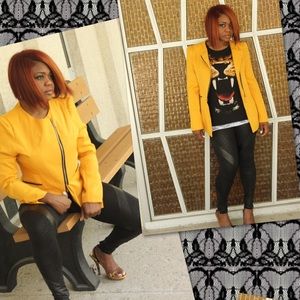 Yellow blazer with zipper