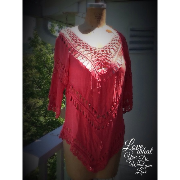 JUST REDUCED!! GORGEOUS AND TRENDY BOHO SALMON TOP