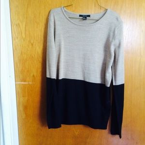 Beige/Black Color-block Sweater
