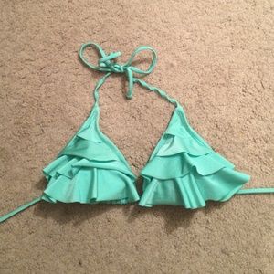 Sea foam green ruffled bikini top