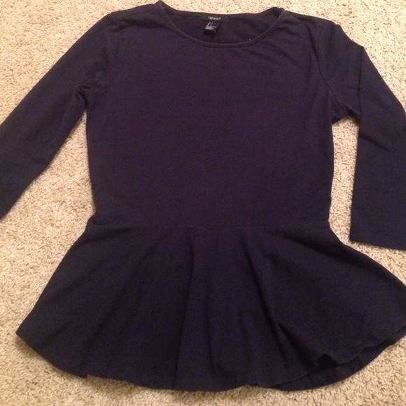 Blue 3/4 sleeve peplum