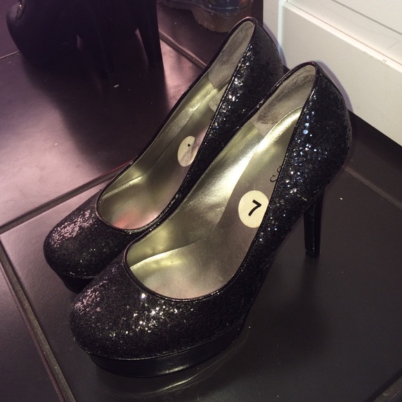 Sparkly Black High Heels