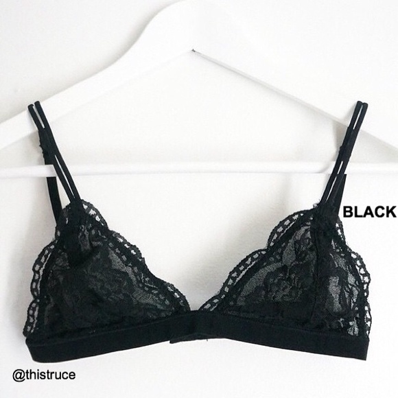 Black Eyelash Lace UO Dainty Bralette Lingerie