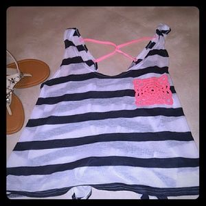 Charlotte Russe Striped Tank with tie Back. Small