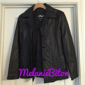 Black leather jacket size: medium