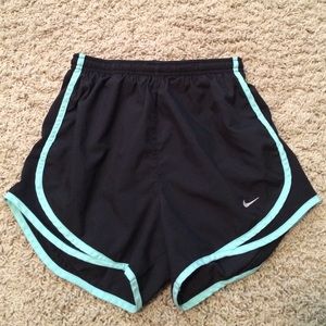 Black and turquoise running shorts