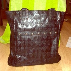 Black "call it spring" skull tote