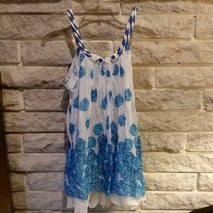 NWOT blue floral long tank