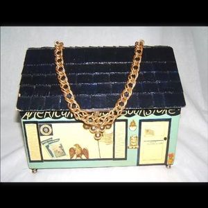 Rare house wooden purse 1960's USA Americana