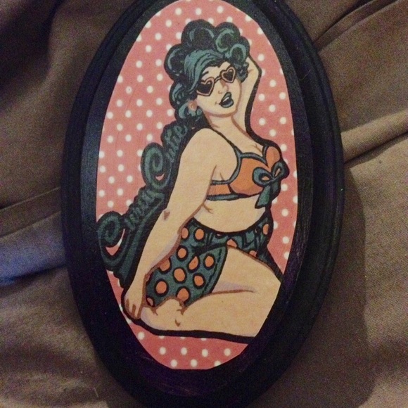 Curvy Cutie mini Pinup girl  Wood Print