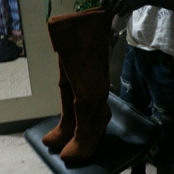 Suede like high heel boots