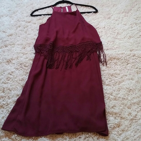 New wine dress with fringe from another posher
