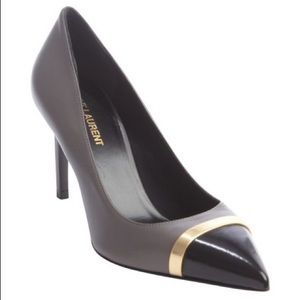 [SOLD] Saint Laurent Gold Strip Toe Pumps