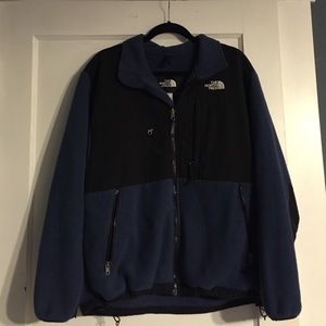Navy North Face zip up fleece jacket