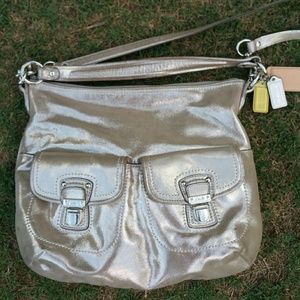 ON HOLD*Coach Silver Poppy Swing Hobo Convere Bag