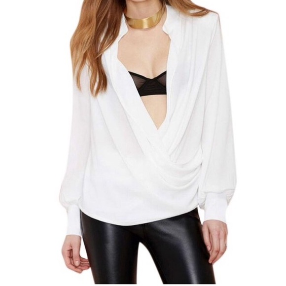 💖Deep V neck Sheer Chiffon Shirt Blouse Top💖