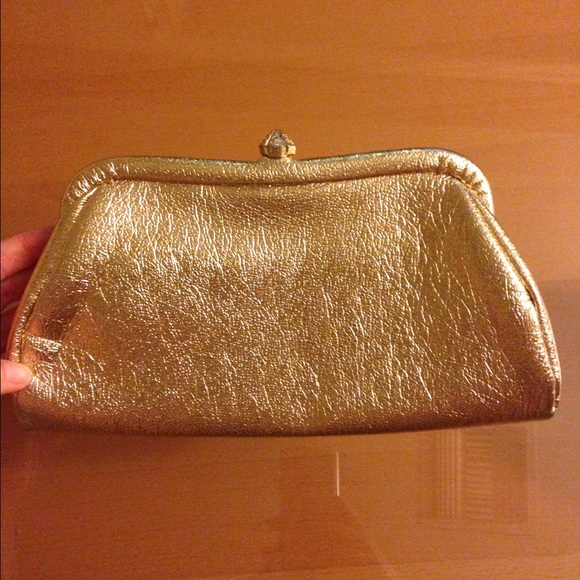 Metallic gold clutch