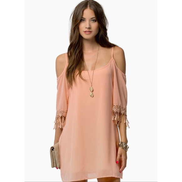 Tobi Peach Off the Shoulder Dress