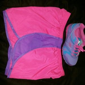 ~Sold~Bright pink with purple shorts sz. X-large
