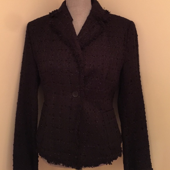 Black Silk tweed fabric jacket Carol Little