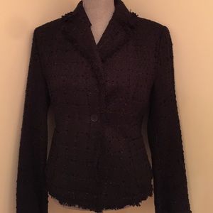 Black Silk tweed fabric jacket Carol Little