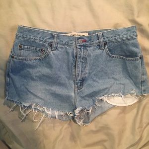 High waisted denim shorts