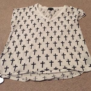 Black and white cross t shirt