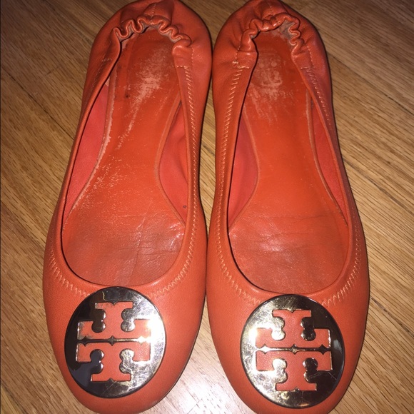 Tory Burch orange ballet flats size 7.5. Authentic
