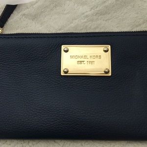 Michael Kors Leather Navy Blue Wristlet/wallet