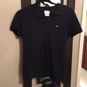 Black Lacoste shirt.