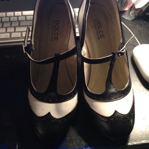 Black and white heels