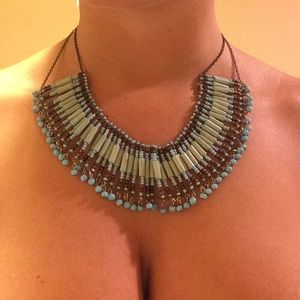 Hand made tribal turquoise statement necklace
